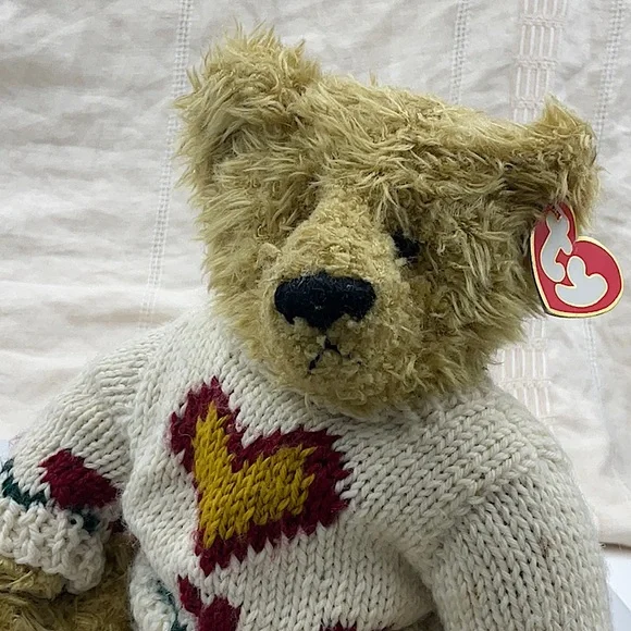 Ty 1993 Retired Attic Treasures Heartly Jointed Light Brown Teddy Bear - Picture 3 of 9